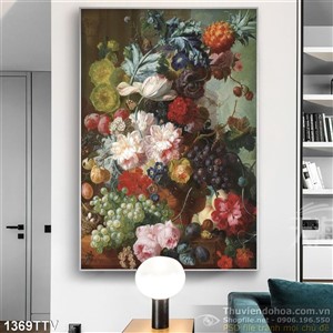 Tranh tĩnh vật hoa quả sơn dầu trang trí bếp