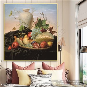Tranh tĩnh vật hoa quả sơn dầu trang trí phòng ăn