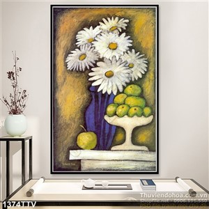Tranh tĩnh vật hoa quả sơn dầu trang trí bếp