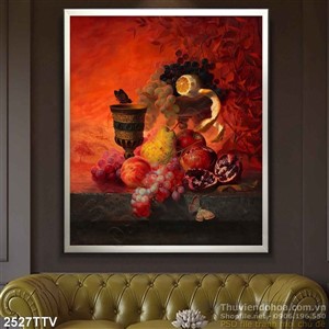 Tranh tĩnh vật hoa quả sơn dầu trang trí tường