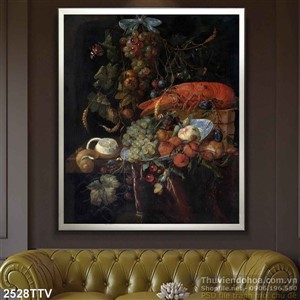 Tranh tĩnh vật hoa quả sơn dầu nghê thuật đẹp