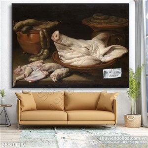 Tranh tĩnh vật hoa quả sơn dầu treo tường độc đáo