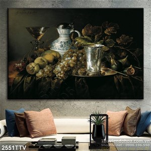Tranh tĩnh vật hoa quả sơn dầu trang trí phòng ăn