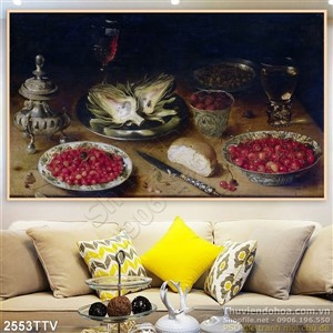 Tranh tĩnh vật hoa quả sơn dầu trang trí treo tường