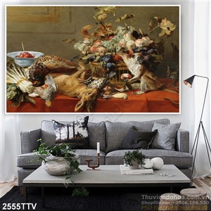 Tranh tĩnh vật hoa quả sơn dầu trang trí phòng