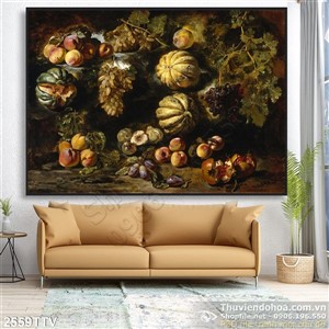 Tranh tĩnh vật hoa quả sơn dầu trang trí