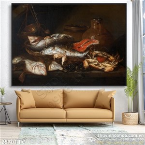 Tranh tĩnh vật hoa quả sơn dầu trang trí tường