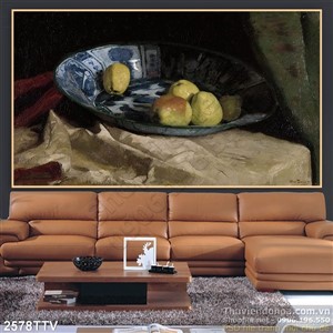 Tranh tĩnh vật hoa quả sơn dầu treo tường trang trí