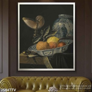 Tranh tĩnh vật hoa quả sơn dầu nghê thuật đẹp