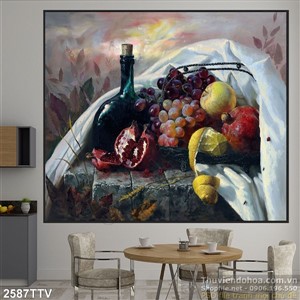 Tranh tĩnh vật hoa quả sơn dầu nghệ thuật