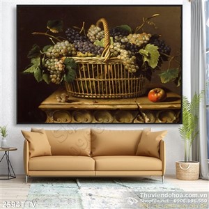 Tranh tĩnh vật hoa quả sơn dầu trang trí đẹp