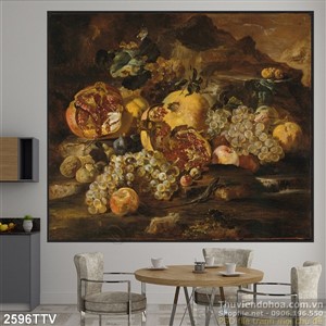 Tranh tĩnh vật hoa quả sơn dầu trang trí đẹp