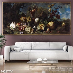 Tranh tĩnh vật hoa quả sơn dầu đẹp
