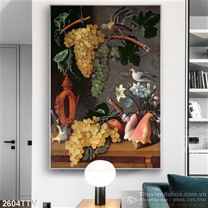 Tranh tĩnh vật hoa quả sơn dầu trang trí treo tường