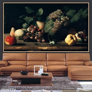 Tranh tĩnh vật hoa quả sơn dầu trang trí bếp