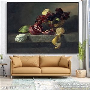 Tranh tĩnh vật hoa quả sơn dầu nghệ thuật đẹp
