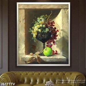 Tranh tĩnh vật hoa quả sơn dầu trang trí đẹp