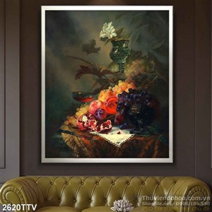 Tranh tĩnh vật hoa quả sơn dầu treo tường đẹp