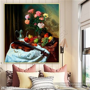 Tranh tĩnh vật hoa quả sơn dầu trang trí bếp