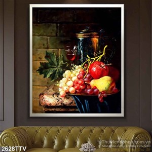 Tranh tĩnh vật hoa quả sơn dầu độc đáo