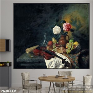 Tranh tĩnh vật hoa quả sơn dầu trang trí tường đẹp