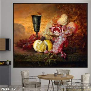 Tranh tĩnh vật hoa quả sơn dầu đẹp