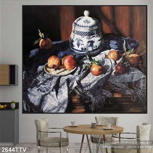 Tranh tĩnh vật hoa quả sơn dầu trang trí bếp