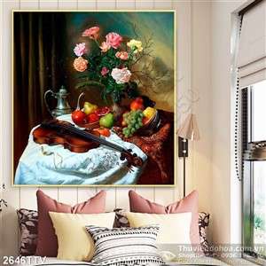 Tranh tĩnh vật hoa quả sơn dầu trang trí phòng bếp