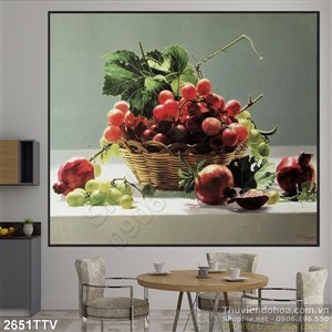 Tranh tĩnh vật hoa quả sơn dầu trang trí đẹp