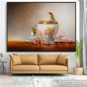 Tranh tĩnh vật hoa quả sơn dầu trang trí phòng ngủ