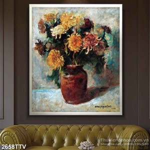 Tranh tĩnh vật hoa quả sơn dầu trang trí phòng khách