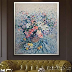 Tranh tĩnh vật hoa quả sơn dầu trang trí phòng ngủ