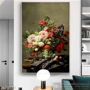 Tranh tĩnh vật hoa quả sơn dầu trang trí phòng ngủ