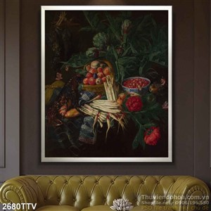 Tranh tĩnh vật hoa quả sơn dầu treo tường độc đáo