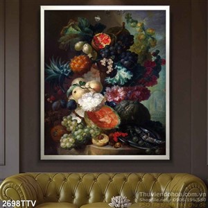 Tranh tĩnh vật hoa quả sơn dầu nghệ thuật đẹp