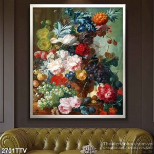 Tranh tĩnh vật hoa quả sơn dầu trang trí đẹp