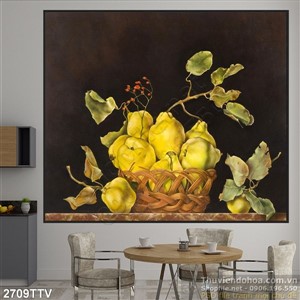 Tranh tĩnh vật hoa quả sơn dầu trang trí phòng ăn
