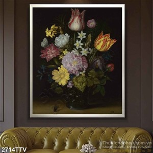 Tranh tĩnh vật hoa quả sơn dầu trang trí phòng