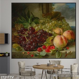 Tranh tĩnh vật hoa quả sơn dầu đẹp