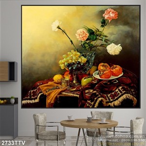 Tranh tĩnh vật hoa quả sơn dầu đẹp