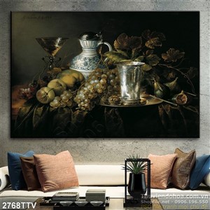 Tranh tĩnh vật hoa quả sơn dầu trang trí phòng ăn