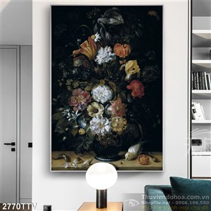 Tranh tĩnh vật hoa quả sơn dầu treo tường độc đáo