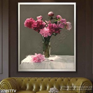 Tranh tĩnh vật hoa quả sơn dầu treo tường độc đáo