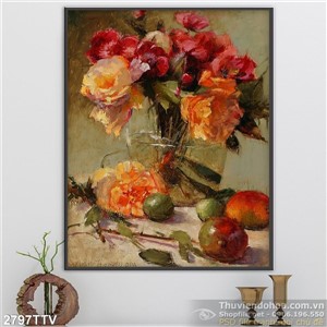 Tranh tĩnh vật hoa quả sơn dầu đẹp