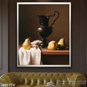 Tranh tĩnh vật hoa quả sơn dầu trang trí