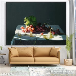 Tranh tĩnh vật hoa quả sơn dầu trang trí đẹp