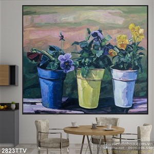 Tranh tĩnh vật hoa quả sơn dầu trang trí tường