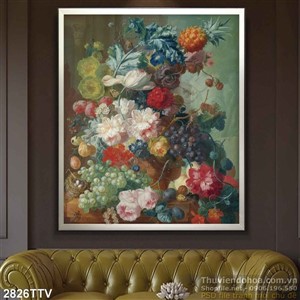 Tranh tĩnh vật hoa quả sơn dầu trang trí đẹp
