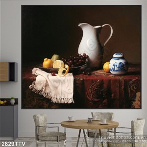 Tranh tĩnh vật hoa quả sơn dầu đẹp