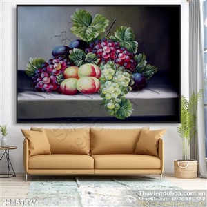 Tranh tĩnh vật hoa quả sơn dầu treo tường